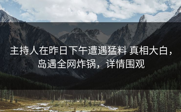 主持人在昨日下午遭遇猛料 真相大白，岛遇全网炸锅，详情围观